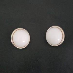 Vintage Sarah Coventry Round White Gold Earrings